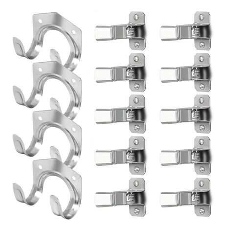 HORUSDY 19-Piece Garden Tool Holder Set featuring 15 Spring Grips and 4 U-Utility Hooks with Mounting Screws for Secure and Organized Tool Storage in Garages and Sheds