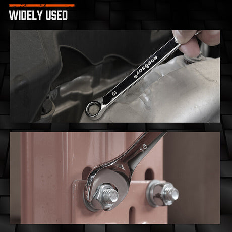 HORUSDY 12-Piece Metric Spanner Set, Chrome-Plated, Durable, Wear-Resistant, 8-19mm, Open & Ring Ended Wrenches, with Convenient Storage Clip