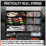 HORUSDY Double-Sided Tool Box with 34 Compartments, Removable Dividers, and Durable Impact-Resistant Design