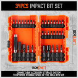 Comprehensive 34Pc Impact Screwdriver and Nut Driver Bit Set with Quick Release