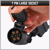 HORUSDY 7-Pin Adapter Plug, Round Female to Flat Male, for Trailer, Caravan, Boat Connections