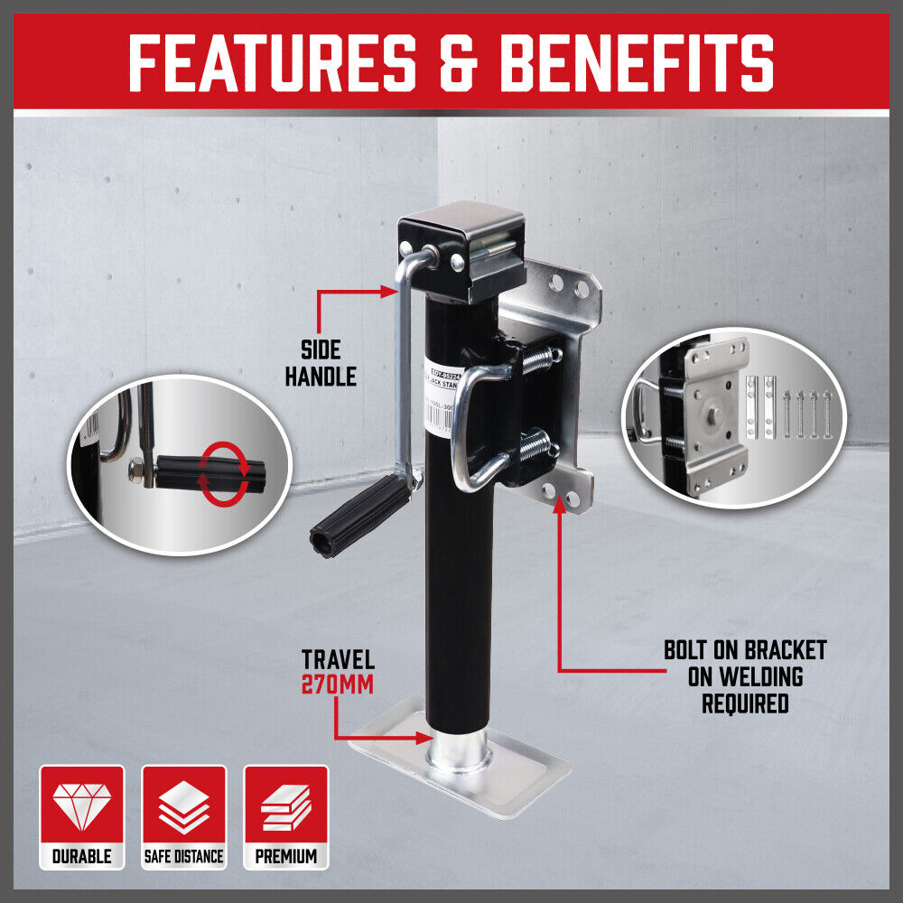 HORUSDY 5000lbs Trailer Caravan Jack Stand, Heavy-Duty with Sidewind Crank and Sturdy Foot Pad