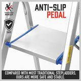 Compact and Lightweight Folding Ladder - Non-Slip Platform, Multi-Purpose Aluminum Design (3/4/5 Steps) - Ideal for Home and Work