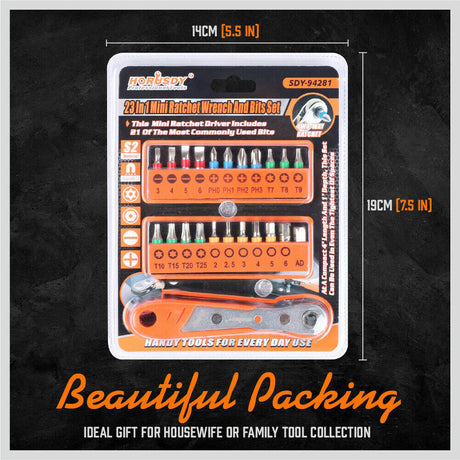 Compact Ratcheting Screwdriver Kit with Various Bits for Detailed Work