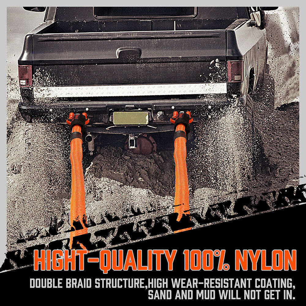 HORUSDY 30FT Heavy-Duty Nylon N66 Kinetic Recovery Tow Rope with 48000 Lbs Break Strength for Off-Road Recovery