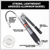 Robust 600cc Manual Grease Gun Kit - Includes Flexible Hose, Curved Extension Pipe, and 10000PSI Coupler for Efficient Lubrication