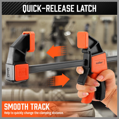 Set of 2 HORUSDY 12-inch Quick F Clamps with Adjustable 150Lbs Load Limit for Woodworking