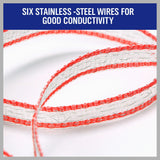 400-meter Roll of Red and White High-Visibility Poly Tape for Electric Fence, featuring 5 Strands of 0.2mm Stainless Steel Wire, UV Stabilized High-Grade Polyethylene, compatible with Fence Energiser