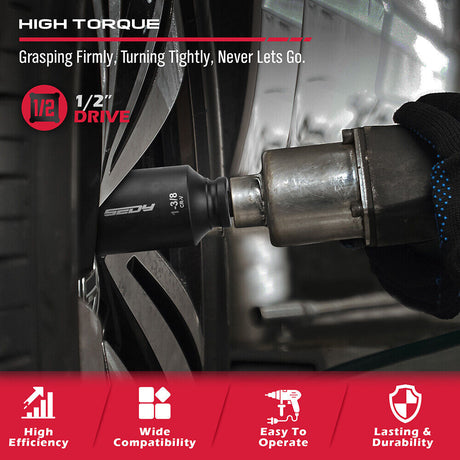 SEDY 8Pcs Deep Impact Socket Set with SAE Measurements and Adapter for Axle Nut Wrenches