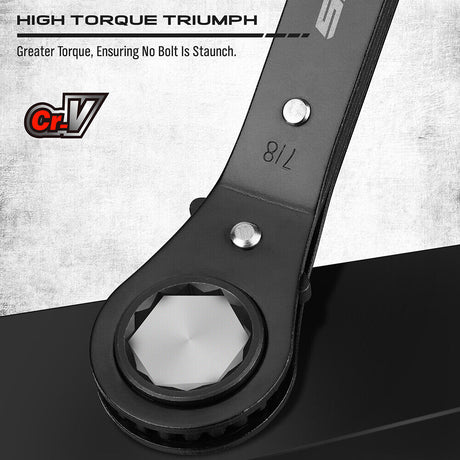 SEDY 5Pc SAE Ratchet Wrench Set - Offset Double End with 72 Tooth Ratchet, Matte Chrome Finish