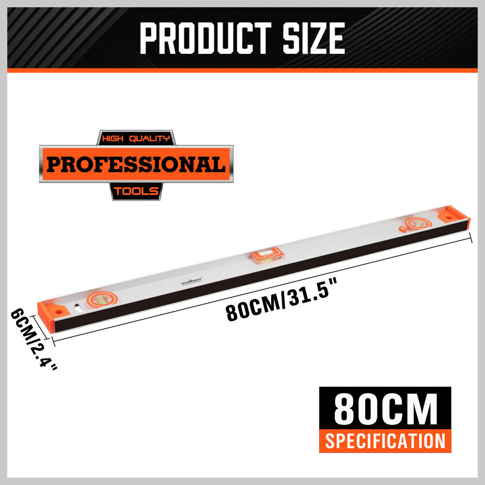 HORUSDY 80CM Torpedo Spirit Level 3 in 1 Magnetic Ruler Stable Measure ...