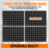 HORUSDY 127-Piece Pegboard Organizer Set with 4 Metal Boards, 3 Baskets, 120 Hooks in 12 Types, Chrome Finish, Rust-Resistant for Tool Organization