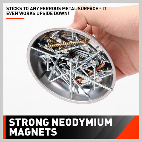 HORUSDY 4-Piece Magnetic Tool Tray and Bowl Set in Stainless Steel - Perfect for Holding Parts and Tools during Automotive Repairs