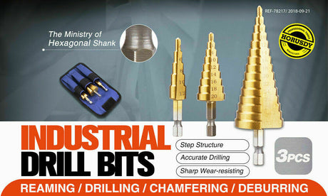  Set of HSS Steel Step Cone Drill Bits
