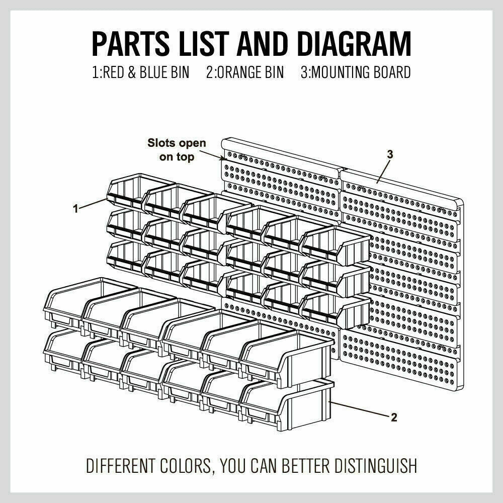 Versatile 32-Bin Wall Mounted Storage Rack for Garage and Shed Organization