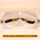 INGCO Clear Safety Glasses with Lightweight PVC Frame and Unique Air Hole Design for Comfortable, Dust-Proof Eye Protection