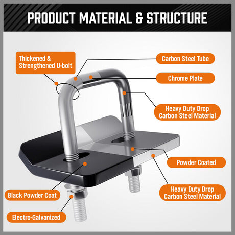 HORUSDY anti-rattle stabilizer hitch bracket with size markings, suitable for SUVs, vans, cars, and trailers