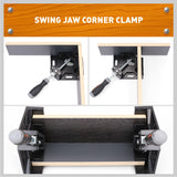 Durable aluminum alloy 90-degree corner clamps with quick-release adjustable jaws.