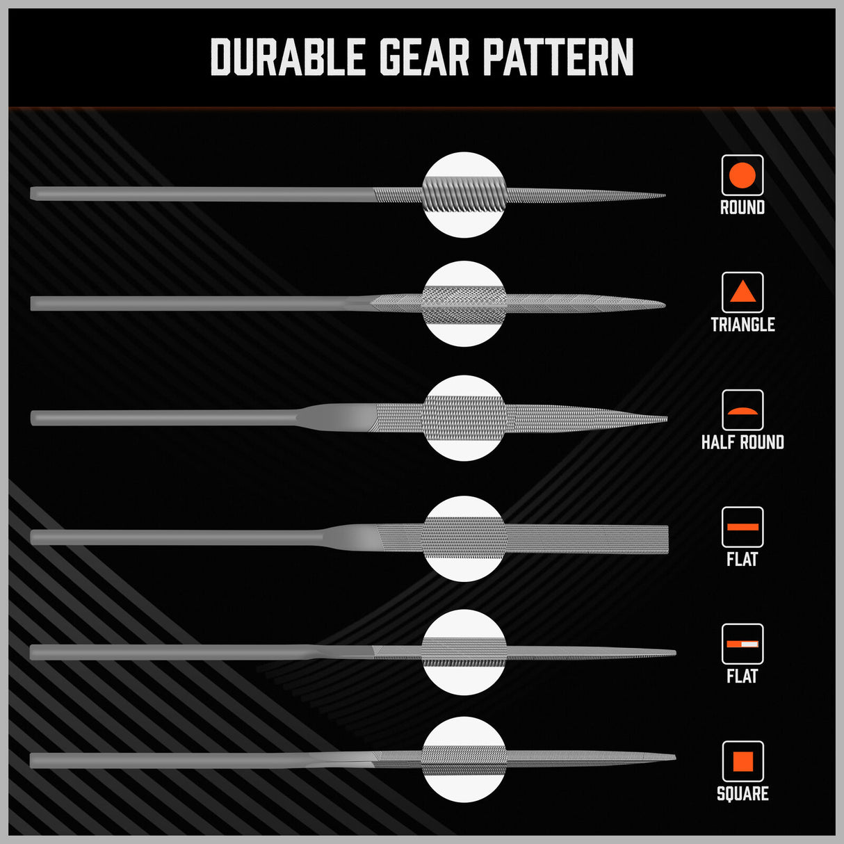 Comprehensive 7-Piece Mini Needle File Set - Includes Six File Types and Ergonomic Handle for Wood and Metal Carving