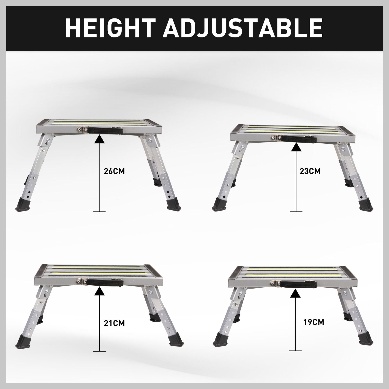 Illuminated Folding Stool with Adjustable Height