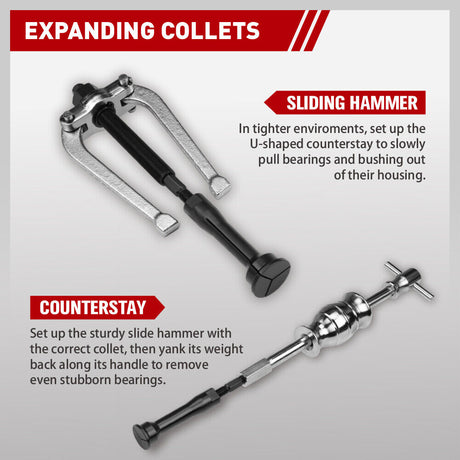 SEDY 16Pcs Bearing Puller Set with Slide Hammer and Collets