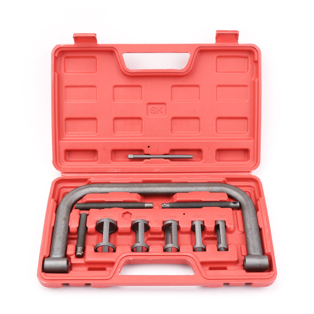 Professional 10-Piece Valve Spring Compressor Tool Kit with Adaptors, C Clamp, and Case for Engine Repair