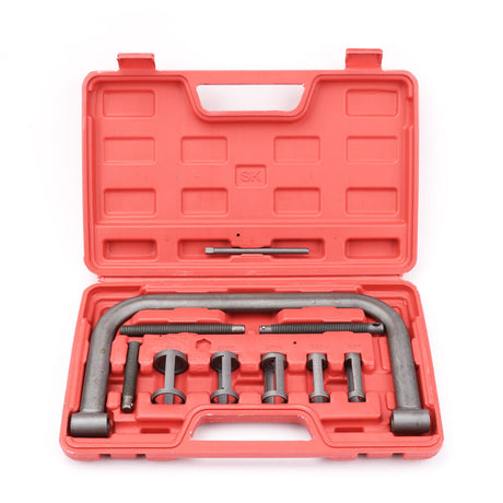Professional 10-Piece Valve Spring Compressor Tool Kit with Adaptors, C Clamp, and Case for Engine Repair