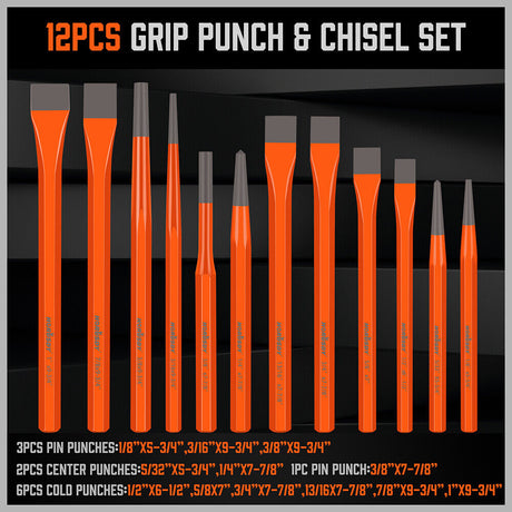 Comprehensive 28-Piece Punch and Chisel Tool Set in Chrome Vanadium Steel