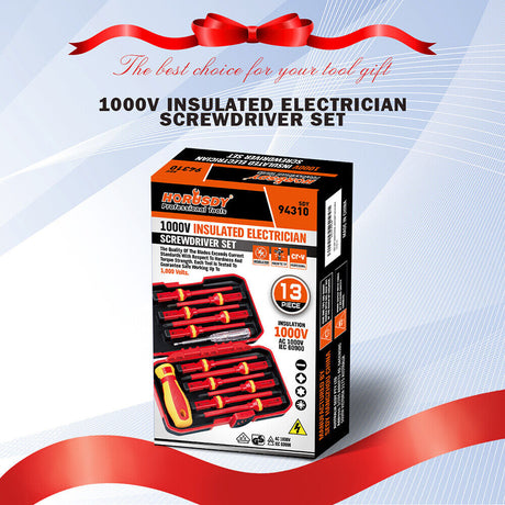 SEDY 13-Piece VDE Certified 1000V Insulated Electrician Screwdriver Set with Magnetic Tips and Replaceable Handle