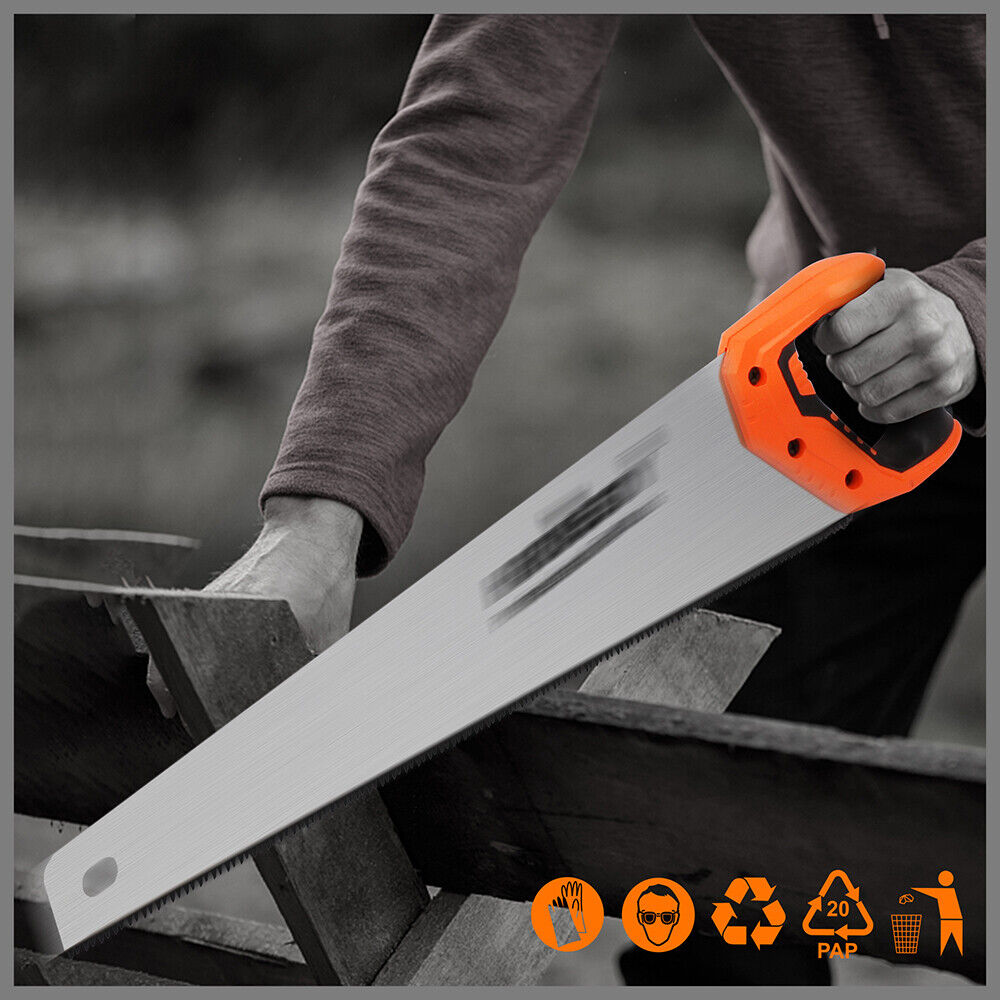 Versatile 20-inch hand saw with triple-ground teeth and ergonomic handle for precision wood and plastic cutting