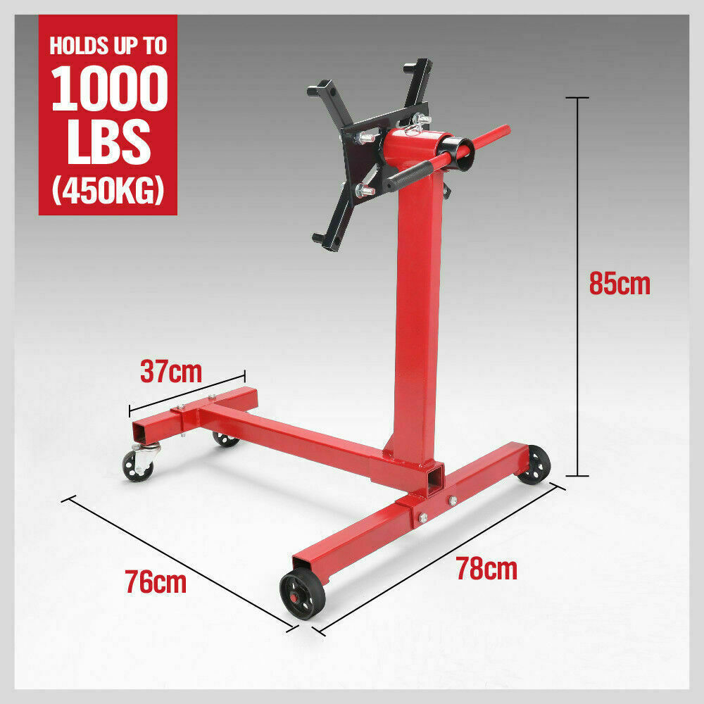 Industrial 1000lb Engine Stand with Adjustable Mounting Head and Durable Square Tube Frame
