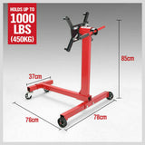 Industrial 1000lb Engine Stand with Adjustable Mounting Head and Durable Square Tube Frame