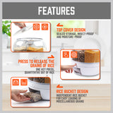 10KG Capacity 6in1 Rotating Grain Dispenser with Transparent Compartments for Dry Food and Rice Storage