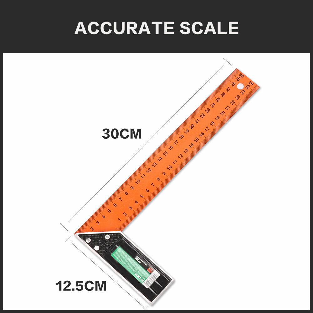 Durable 300mm Triangle Ruler with Etched Scales for Woodworking and Angle Measurement