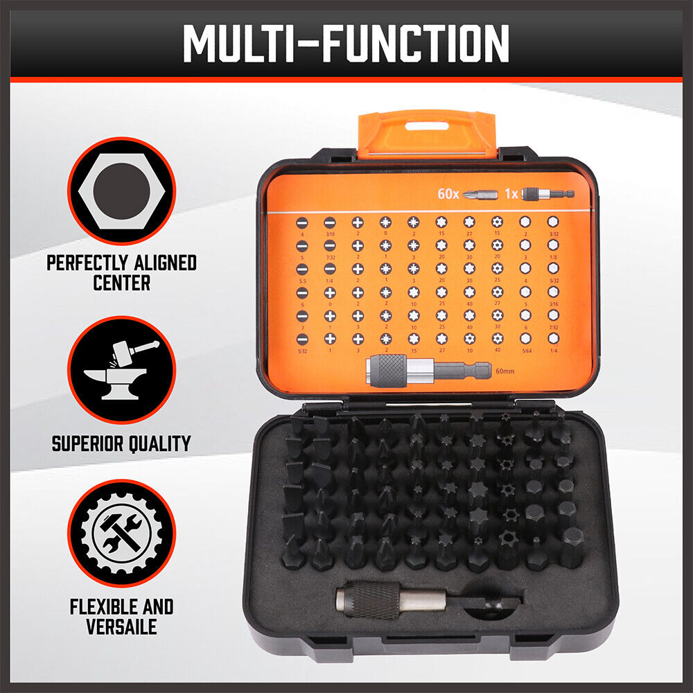 HORUSDY 61-Piece Durable Screwdriver Bit Set for Rotary Drills - Phillips, Pozidriv, Torx, Hex, and Magnetic Bit Holder