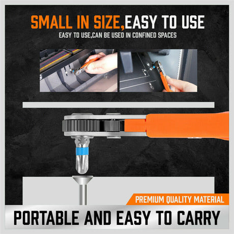 Compact Ratcheting Screwdriver Kit with Various Bits for Detailed Work