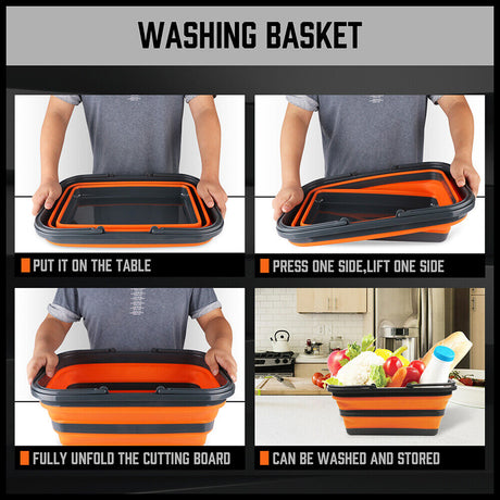 Versatile 16L Adjustable Collapsible Sink - Portable, Durable, Ideal for Camping, Showers, Storage, Dishwashing