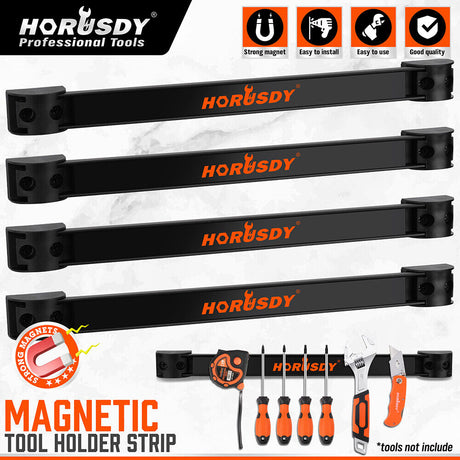 HORUSDY 4-Piece 12-Inch Magnetic Tool Holder Set - Durable Alloy Steel Strips for Efficient Garage and Workshop Tool Organization