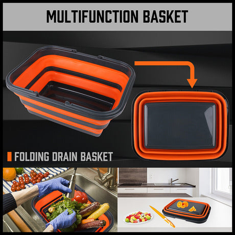 Versatile 16L Adjustable Collapsible Sink - Portable, Durable, Ideal for Camping, Showers, Storage, Dishwashing