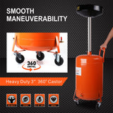 HORUSDY 80L Mobile Waste Oil Drainer with Telescopic Shaft, 90-136cm Adjustable, 10L Collection Pan for Efficient Workshop Fluid Management