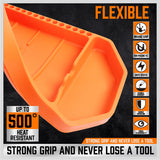 Set of three non-slip, flexible silicone tool trays in different sizes for organizing parts and tools in a workshop.