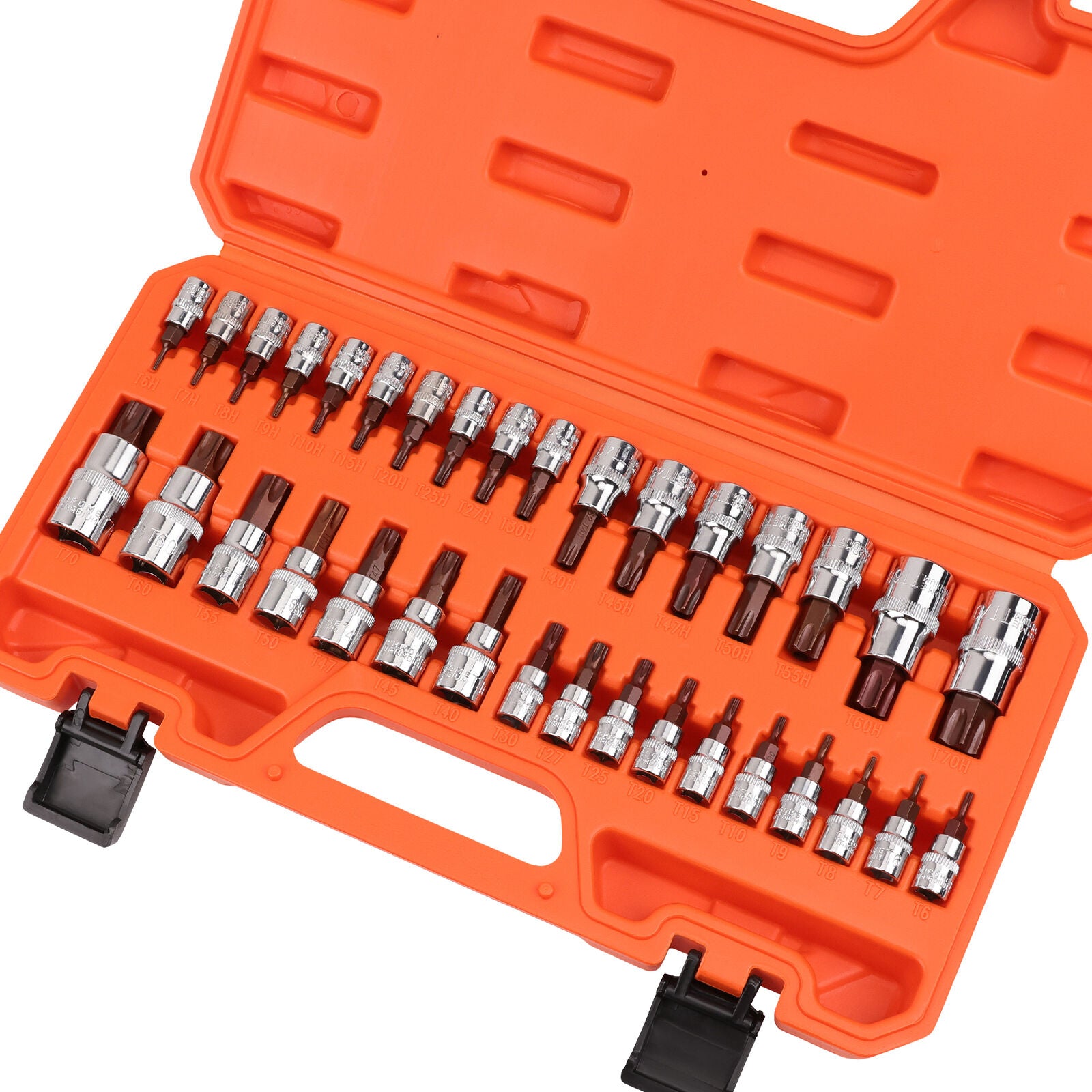 HORUSDY 34-Piece Torx Bit Socket Set in S2 Steel, Includes 1/2', 3/8', 1/4' Drive Star Bits with Secure Storage Case