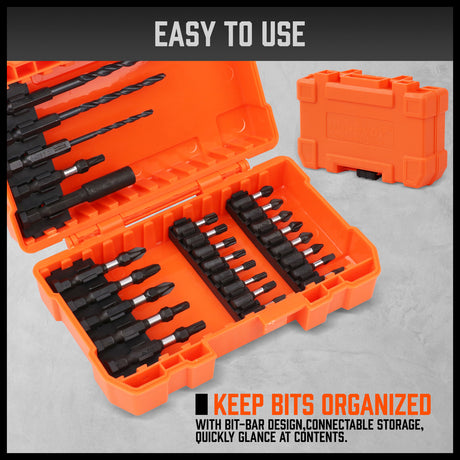 Comprehensive 26-Piece Impact Screwdriver Bit Set with Drill Bits and Magnetic Holder for Secure Fastening