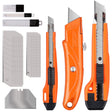 HORUSDY Retractable Utility Knife Set with SK5 Blades in 3 Sizes, Ergonomic Rubber Handle for Safe and Efficient Cutting