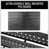 60-Piece Wall Mounted Tool Storage Bins Kit - Includes Red, Blue, Orange Bins and Peg Boards for Garage and Shed Organization