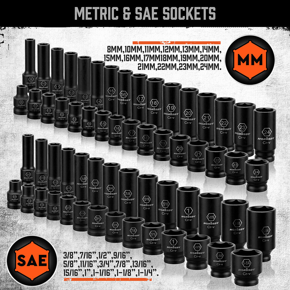 HORUSDY 66Pc 1/2" Impact Socket Set