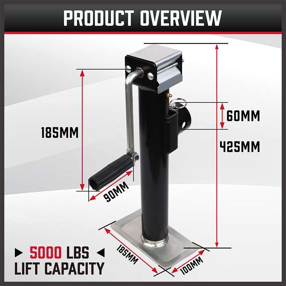 HORUSDY 2 Piece Trailer and Caravan Jack Stand Set, 5000lbs Capacity, with Sturdy Weld Bracket, Black Powder Coated and Galvanized for Enhanced Durability