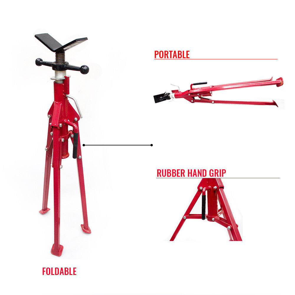 Robust Welding Stand Pipe Jack with Foldable Legs, Adjustable Height 71-125cm, 1.1 Ton Load Capacity