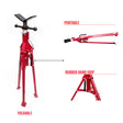 Robust Welding Stand Pipe Jack with Foldable Legs, Adjustable Height 71-125cm, 1.1 Ton Load Capacity
