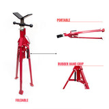 Robust Welding Stand Pipe Jack with Foldable Legs, Adjustable Height 71-125cm, 1.1 Ton Load Capacity